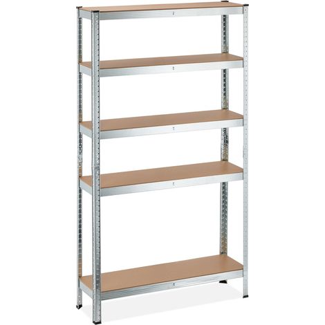 Étagère de stockage à charge lourde 5 niveaux garage atelier 90 x 60 x 30 cm en métal argenté (1/5)