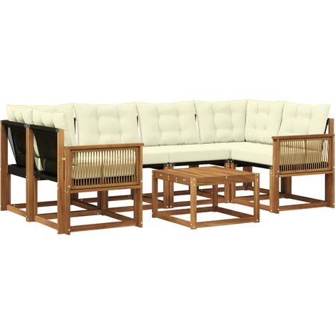 vidaXL Outdoor Sofa Set 7 pcs Natural and Cream (1/5)