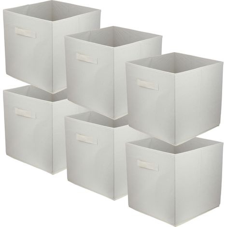 Boîte textile 31x31x31 crème - Lot de 6