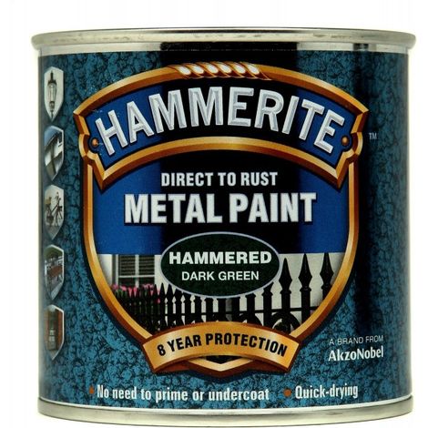 Hammerite Direct-to-Rust Hammered Finish Metal Paint in Dark Green, 250ml