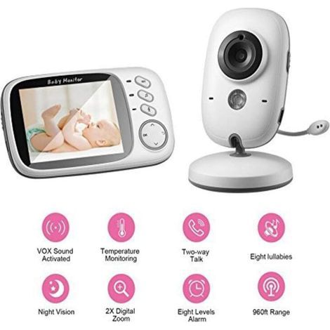 Caméra de Surveillance 3.2 pouces avec Écran LCD Couleur, Communication Bidirectionnelle, Vision Nocturne, 2.4 GHz (1/5)
