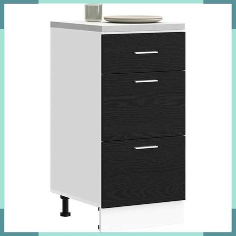 876659 Meuble de cuisine bas avec tiroir Chêne noir 40 x 46 x 81,5 cm (1/5)