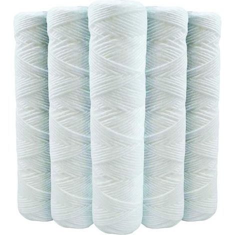 Lot de 5 Cartouches Bobinée Filtre à Eau Anti Sédiments 9 pouces 3/4-20 microns Compatibles Filtre 10 pouces (1/4)