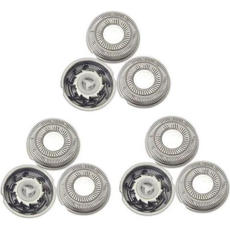 9pièces Lame de Rasoir ÉLectrique pour Flyco Razor FR6 Accessoires de Remplacement de TêTe de Rasoir Double Anneau BEARD TRIMMER (1/4)