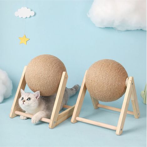 VURAHOME - Cat Scratching Ball Toy Kitten Sisal Rope Ball Board Grinding Paws Toys Cats Scratcher Résistant à l'usure Meubles pour animaux de compagnie fournitures V type Big (1/5)