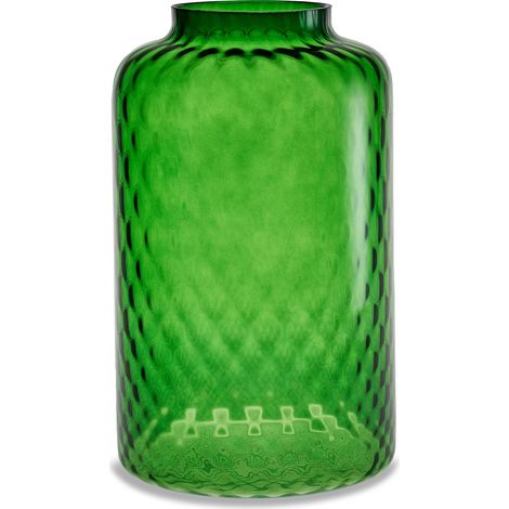 "Vaso artigianale BOTTIGLIA in vetro di Murano verde smeraldo 33 cm" (1/2)