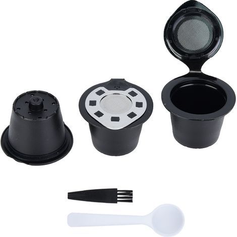 5-piece set of reusable, refillable plastic and stainless steel coffee capsules and coffee filters (1/5)