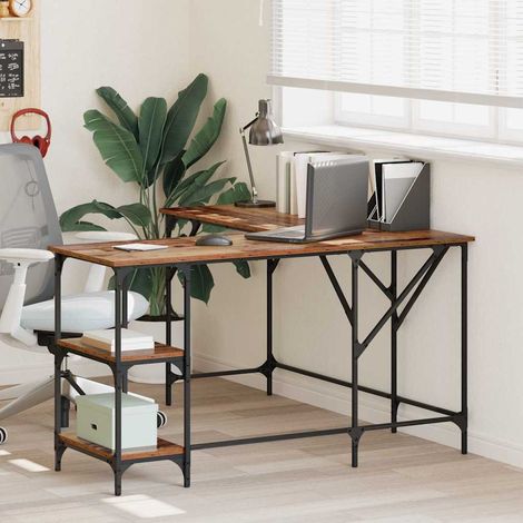 vidaXL  Desk  Old Wood 139 x 139 x 75 cm Engineered Wood