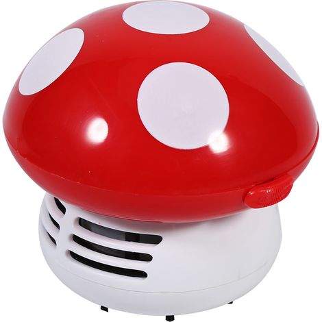 Mini-Pilz-förmiger Stielstaubsauger für Tastatur, Schreibtischecke, rot, Staub, kompakter Reiniger. (1/5)