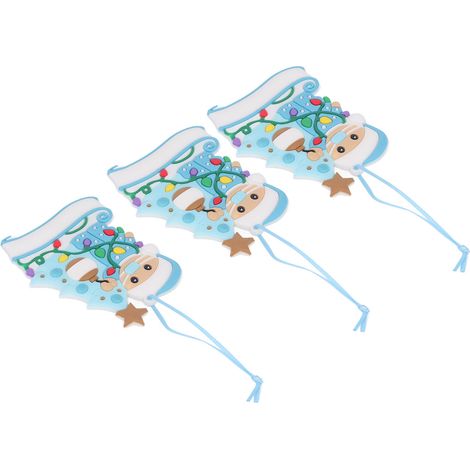 3er-Set Weihnachtsbaummasken mit niedlichem Schneemann-Anhänger, hochwertiges PVC mit Schleife, blaue Weihnachtsdekoration (1/5)