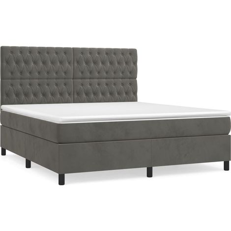 Maison Exclusive - Giroletto a Molle con Materasso Grigio Scuro 180x200 cm Velluto (1/5)