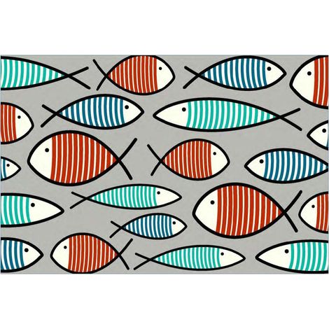 TAPIS VELVET SEA FISH 2 45X75 MERCURY 002817-4-2