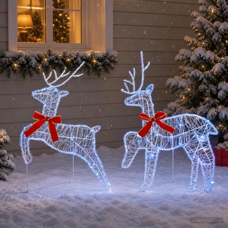 vidaXL Renna di Natale 2 pz 40 LED Blu 43 x 19 x 65 cm (1/5)