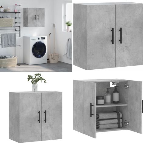 Armoire murale gris béton 60x31x60 cm bois d'ingénierie - Rangement mur - Bois d'ingénierie (1/5)