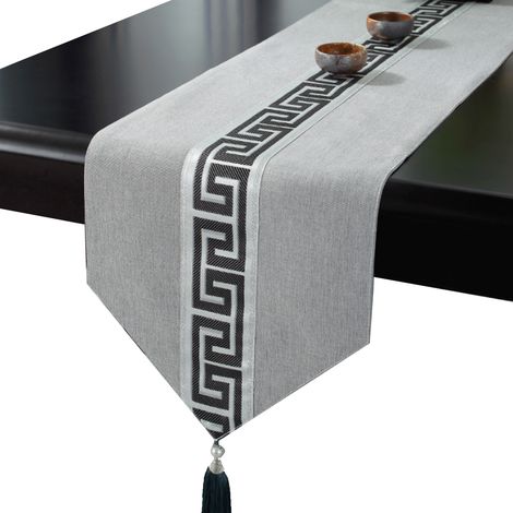 Chemin de table style chinois, drapeau de table style chinois, drapeau de table basse style chinois, nappe à rayures longues, nappe à thé, serviette, drapeau de lit d'hôtel, serviette de lit (1/5)