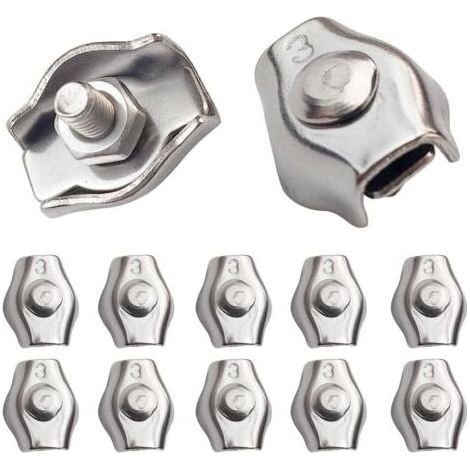 20 Pièces Pince câble métallique Serre-Câble Acier M3 Wire Rope Clips Pour Câble d’Acier 1,5mm-3 mm Serre Cable en Acier Inoxydable Pour Les Chantiers de Construction et Les Navires (1/3)
