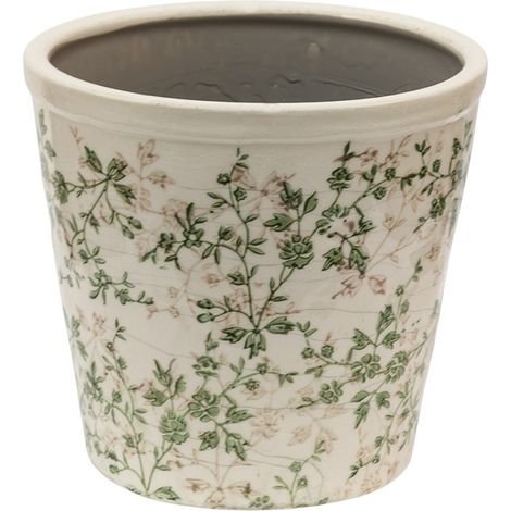 Pot de fleurs céramique vert beige 22x20cm