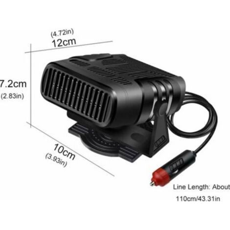 Chauffage voiture portable 12V 120W allume-cigare, désembuage dégivrage faible bruit rotation 360° dissipation (1/4)