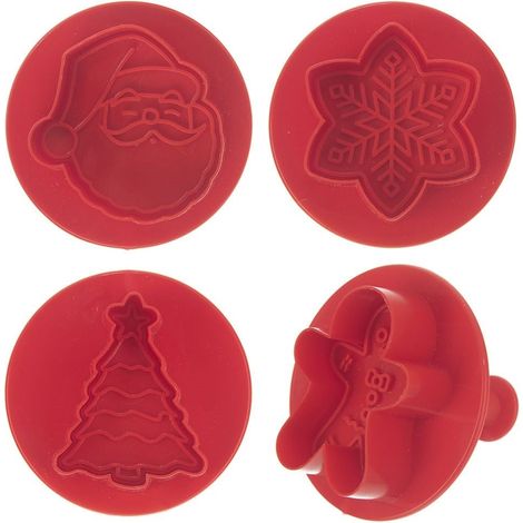 Set de 4 moldes para tartas con motivo navideño y sello