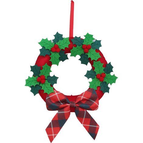 Guirlande De Noël - 20x20x4 cm - Pour Porte Mur Arbre De Noël - Rouge - 1 Pièce (1/5)