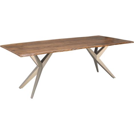Table à manger 220x100 Acacia laqué Bois naturel / Gris mat FREEFORM 47