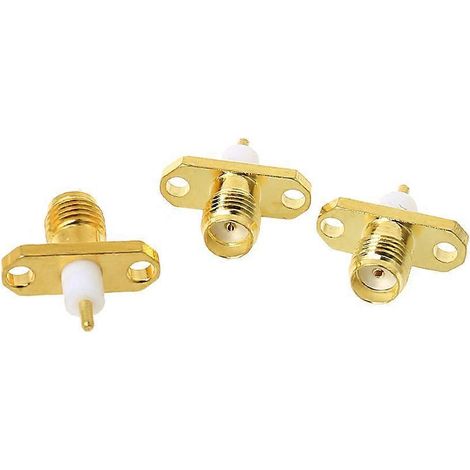 Lot de 10 connecteurs RF SMA femelles à 2 trous, bride PTFE à souder, montage sur panneau. (1/4)
