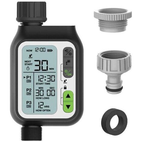 Minuterie D'irrigation Automatique,Minuterie Arrosage Automatique pour Jardin,Programmateur Arrosage Automatique,avec Fonction de Verrouillage Enfant,Imperméable,Grand Écran LCD