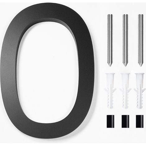 Plaque de porte moderne en acier inoxydable brossé numéro - 6 pouces, 152 mm de hauteur, acier inoxydable noir massif (numéro 0) (1/4)