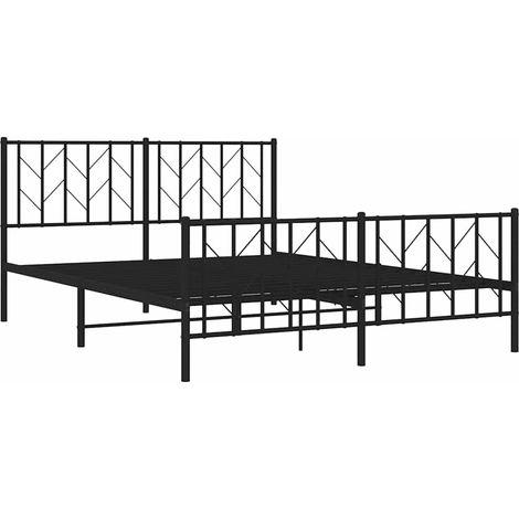 Estructura cama sin colchón con estribo metal negro 150x200 cm vidaXL (1/5)