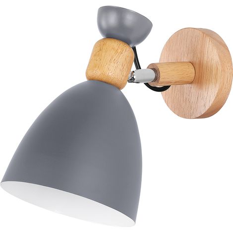 Lampada da Parete - Stile Scandinavo - Metallo e Legno - Jorson Grigio