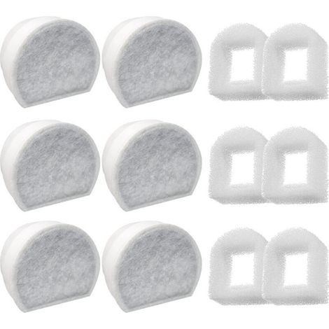 Lot de 12 Préfiltres en Mousse et Filtre à Carbone Compatible avec PetSafe Drinkwell Fountain INOX 360 Avalon Pagoda Seascape et Sedona Fontaines. Filtre pour Fontaine à Eau Chat Chien (1/5)