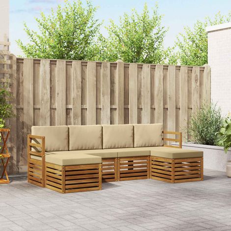 vidaXL Sofagarnituren 6 pcs Natur und Beige Massivholz Akazie (1/5)