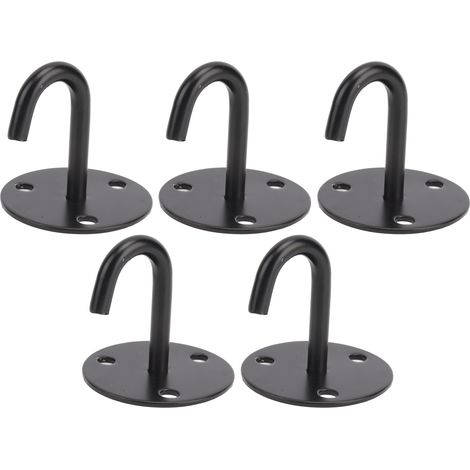 5 Pièces Œillet de Fixation Lourd Renforcé Noir Inox 304 Crochet Plafond J Façon Suspendu (1/5)
