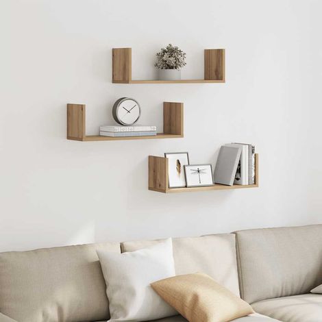 Wandregale 3 Stk. Artisan-Eiche 58x18x18 cm Holzwerkstoff