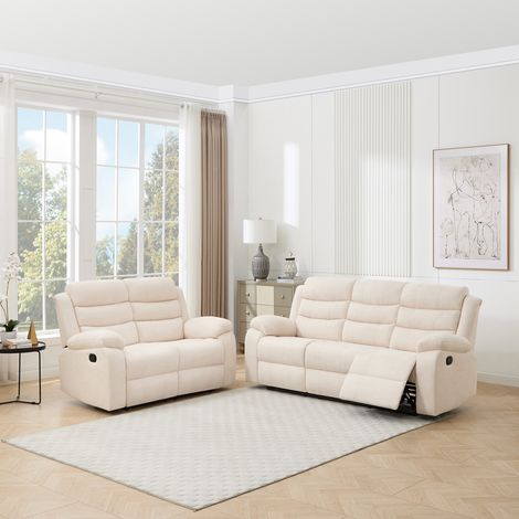 BOSTON 2+3 SEATER MANUAL FABRIC RECLINER SOFA BEIGE (1/5)