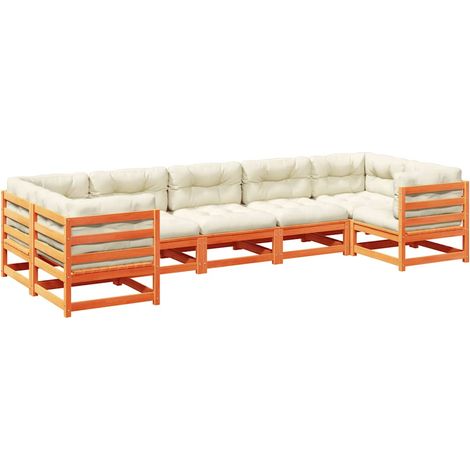 Maison Exclusive - Set de sofás jardín 7 pzas con cojines madera (1/5)