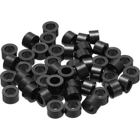 120Pcs Entretoise ABS M4 x 7mm OD x 4mm L Rondelles d'Espacement Rondes en Plastique Noir, Écrou d'Écartement Non Fileté pour Vis, Boulons, Prise Électrique (1/5)