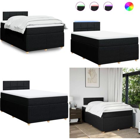 vidaXL Sommier à lattes de lit avec matelas Noir 120x200 cm Tissu (1/5)
