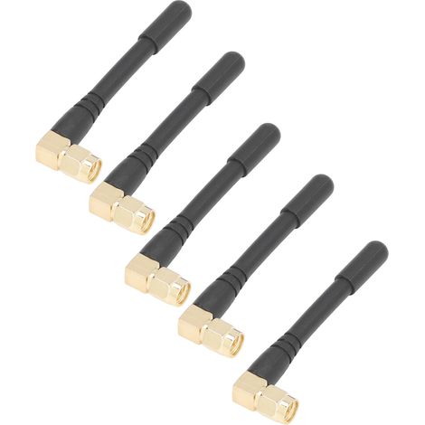 Lot de 5 antennes SMA mâle coudé haute performance pour système sans fil, 2400-2500/423-443MHz, 3dBi, ABS, 50Ω (1/5)