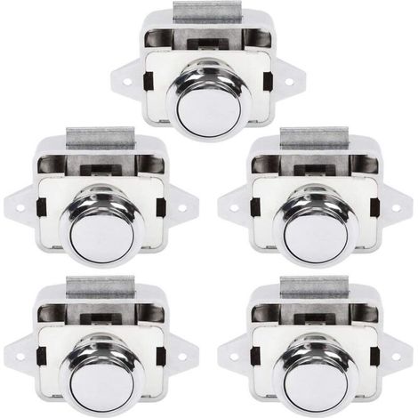 Bouton poussoir pour camping-car - Bouton de fermeture de porte de placard pour camping-car, caravane, 5 pièces, argent (1/5)