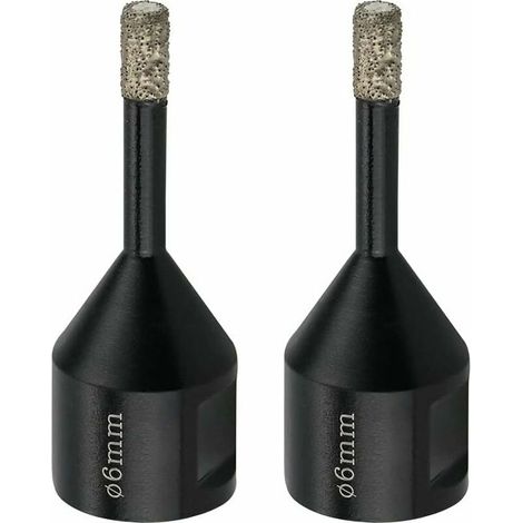 Forets à Carrelage 6 mm M14 Foret Diamant Carrelage Grès Cérame Marbre - Scie cloche Diamant, 2x Forets Trépan Diamant à sec pour Meuleuse d'angle (Noir ）
