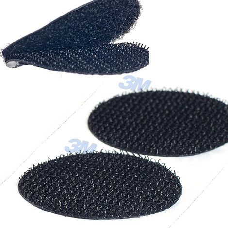 100mm x 12 Paires Pastille Adhésif Fixation Extrême Fort 3M Colle Adhésive, Auto Agrippant Double Face, Rond Montage Crochets et Boucles Autocollantes Fixation Murs Verres Métaux, Noir KXB5055 (1/5)