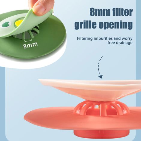 Cache-cheveux lavable en silicone, anti-cheveux, déodorant, pour siphon de douche, compatible avec les éviers de cuisine et les siphons de salle de bain. (1/5)