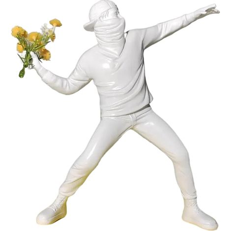 Sculpture Figurine, Décoration Salon et Maison, Statue Intérieure, Objet pour Bureau, Bibliothèque et Étagère (Blanc) (1/5)