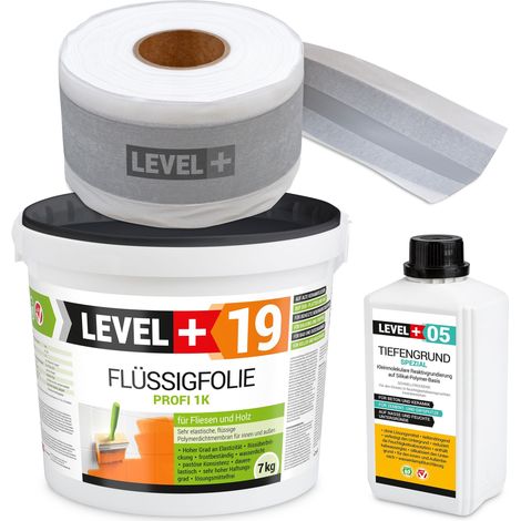 LEVEL+ Dichtset für Duschabdichtung Bad Dichtband Flüssigfolie 7kg SET545 (1/4)