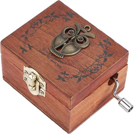 Klassische mechanische Spieluhr aus Holz, handgefertigt, Geburtstagsgeschenk (Eule) (1/5)