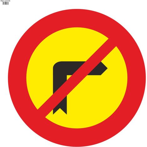 Señal Vial de Bolsa Giro A La Derecha Prohibido 700 x 700 mm