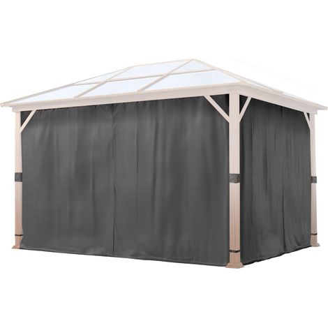 TOOLPORT 4 Seitenteile für Gartenpavillon Forest Deluxe 3x4 m - Polyester ca. 180 g/m² - mit Reißverschluss - grau (1/5)