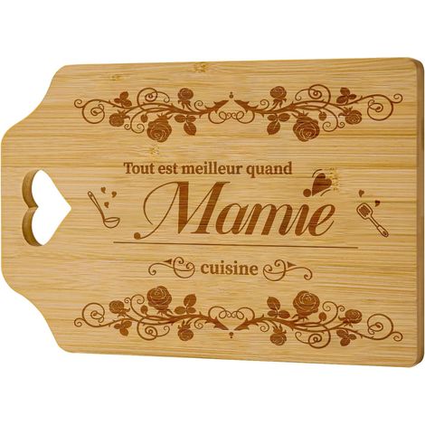 Cadeau Mamie Fete des Grand Mere Planche a Decouper Bambou (1/5)