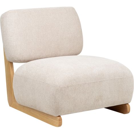 Sillón retro sin reposabrazos patas de madera maciza tapicería de tela beige claro Kokkola